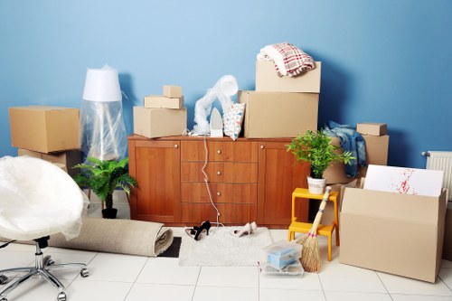 Removals team planning a move in St Helier town centre
