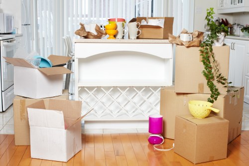 Packed household boxes ready for a St Helier home move