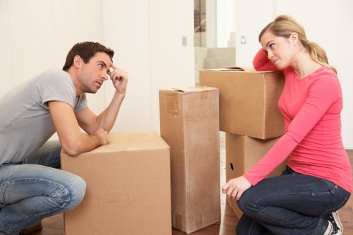 Preparing boxes and furniture for a local moving truck service