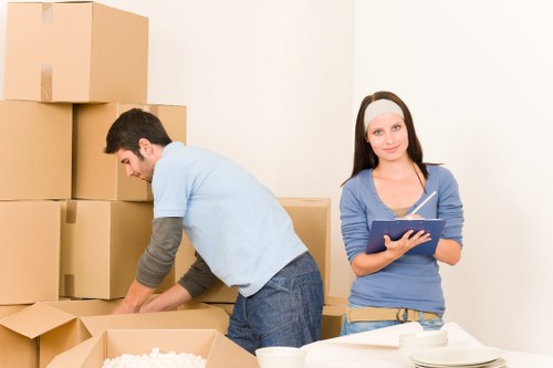 Office furniture and equipment prepared for a local commercial move